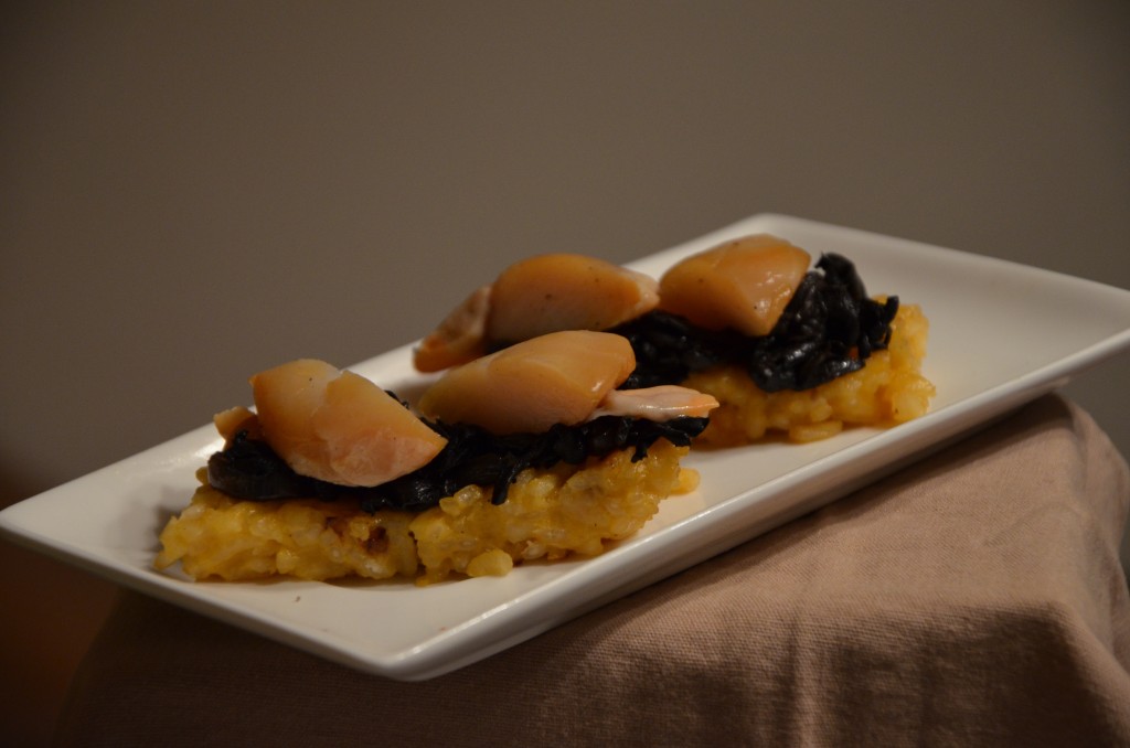 risotto et noix de saint-jacques fumées