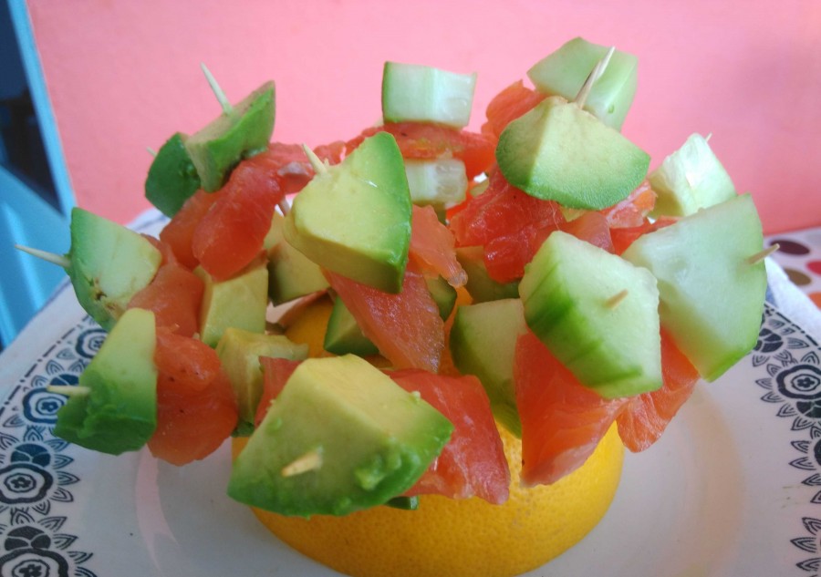 Brochettes aperitif au saumon fumé